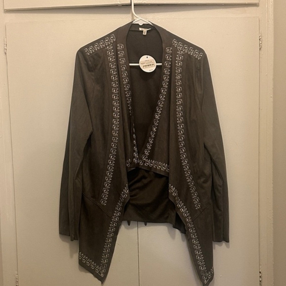 En Creme Charcoal Embellished Blazer